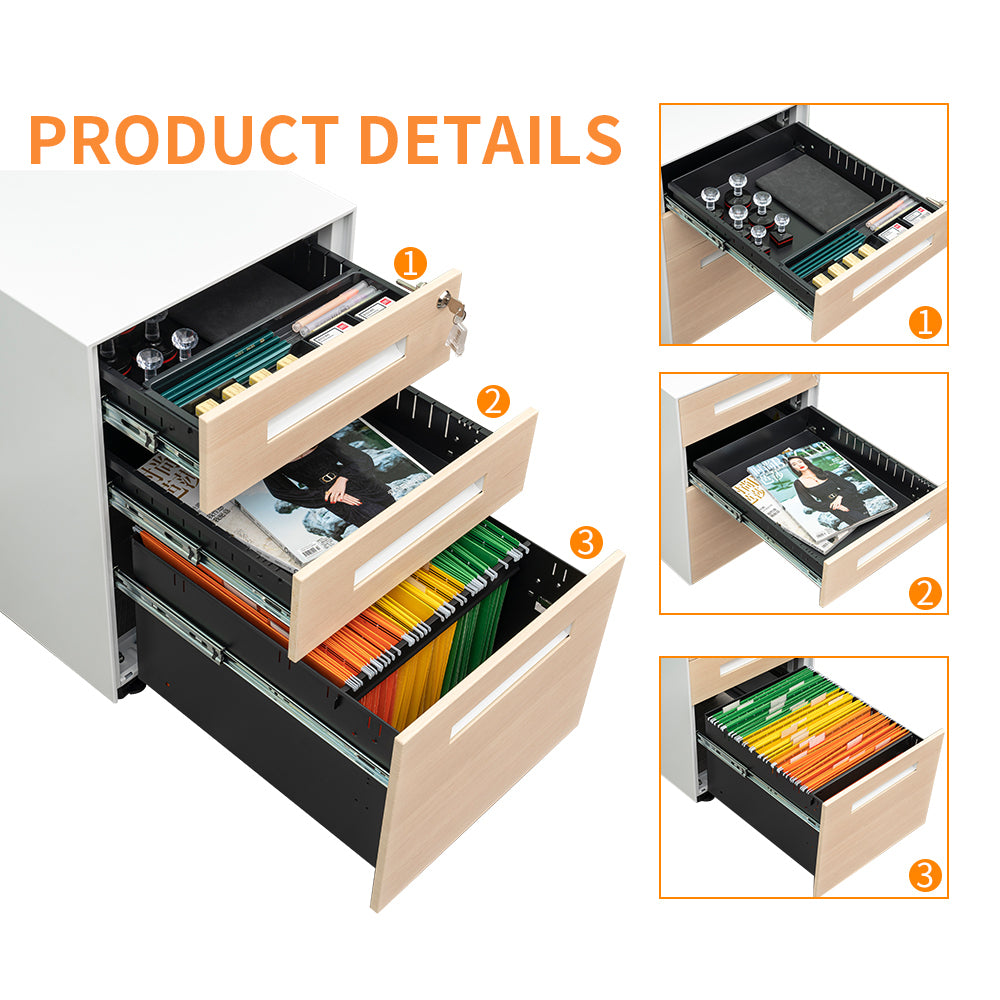Compact 3 Drawer Mobile File Cabinet - Chery