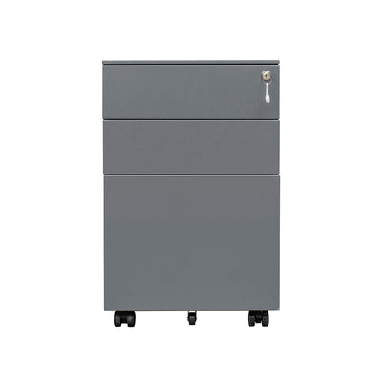 Compact 3 Drawer Mobile File Cabinet - Grey