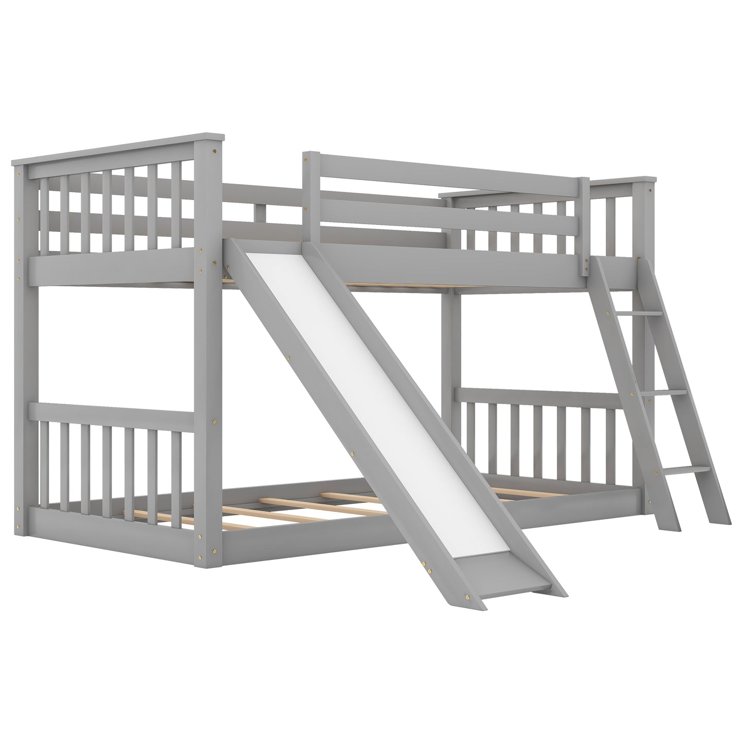 Slide and Climb Twin Bunk Bed, Gray
