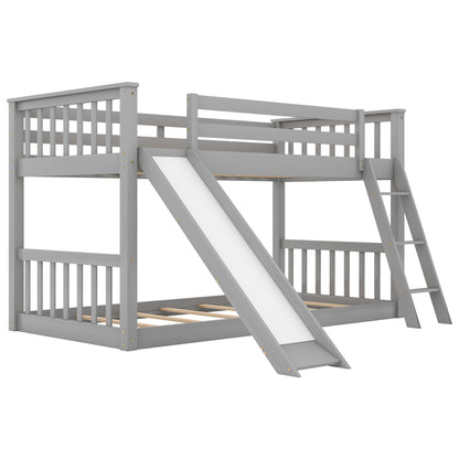 Slide and Climb Twin Bunk Bed, Gray