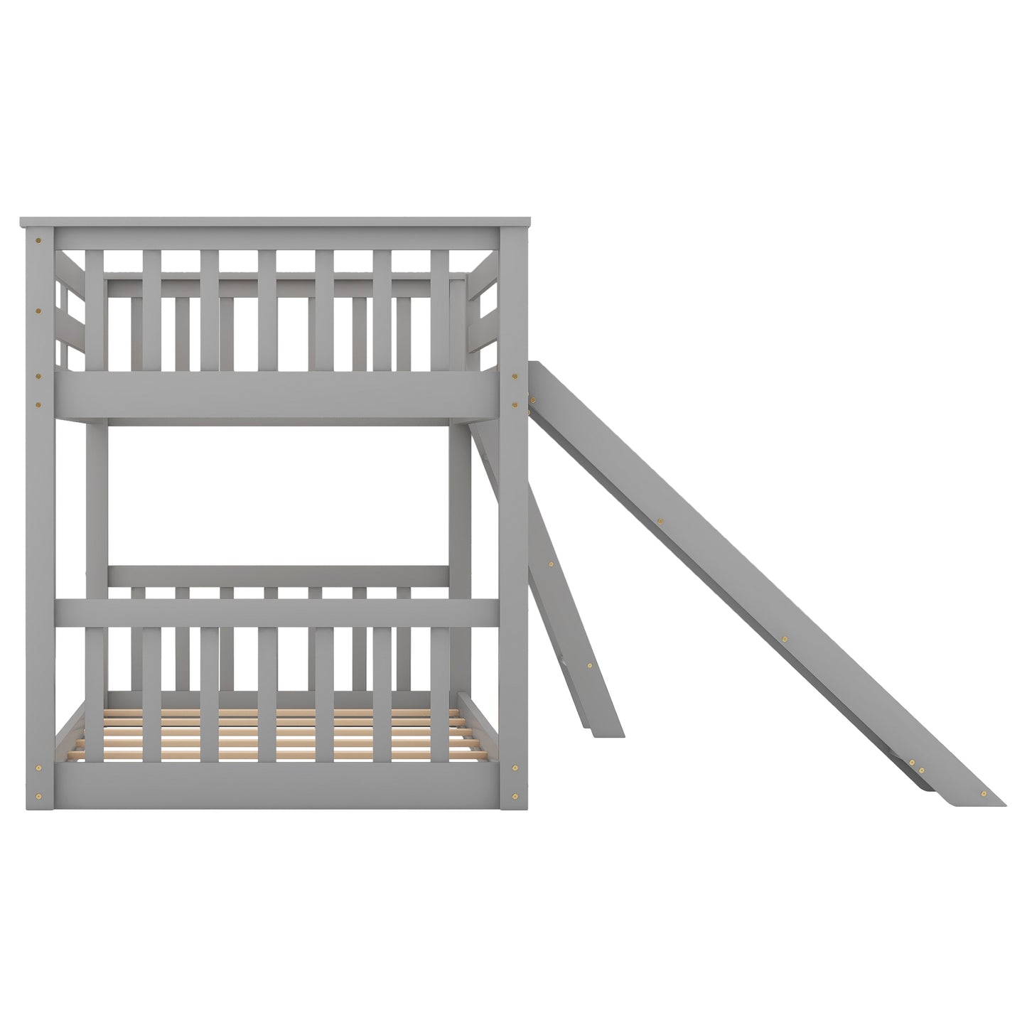 Slide and Climb Twin Bunk Bed, Gray