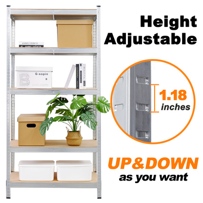 Silver Max Storage 5-Tier Utility Shelves - M