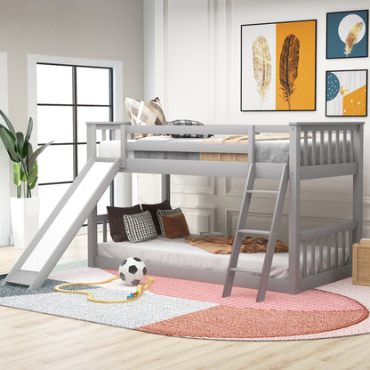 Slide and Climb Twin Bunk Bed, Gray