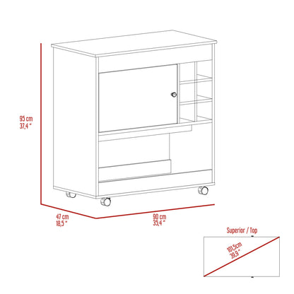 Lux 1-Shelf 6-Bottle Bar Cart - Black