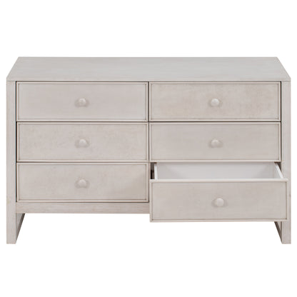 Elegant Vintage 6-Drawer Dresser: Antique White Wood Storage Cabinet
