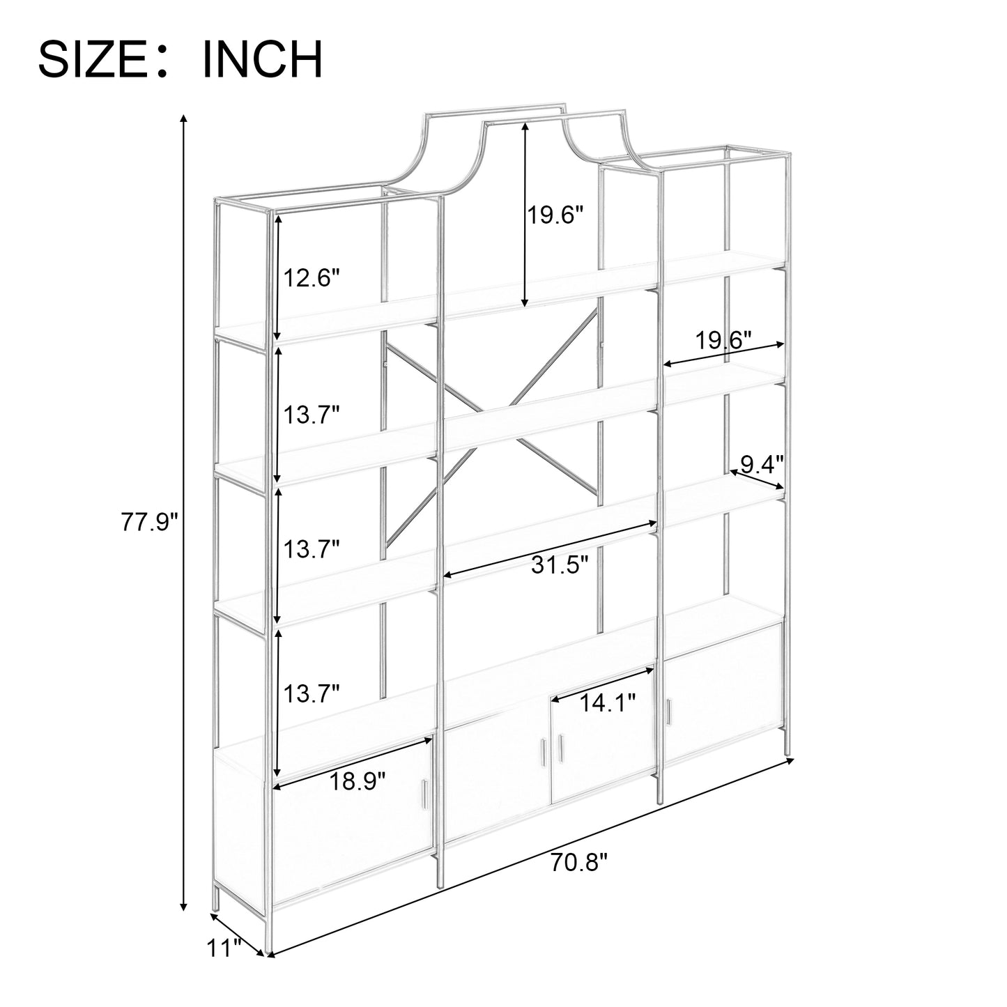 X Bar Gold Frame Bookcase