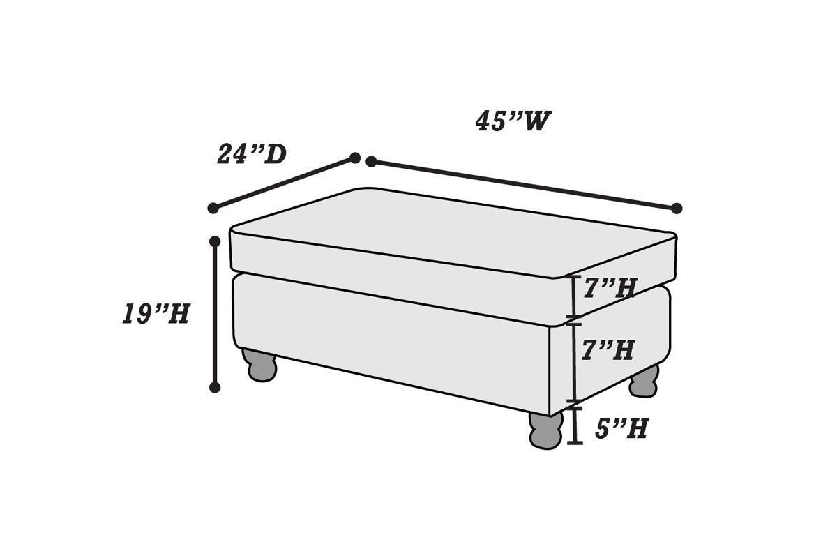 Cocktail Ottoman Wooden Legs - Grey