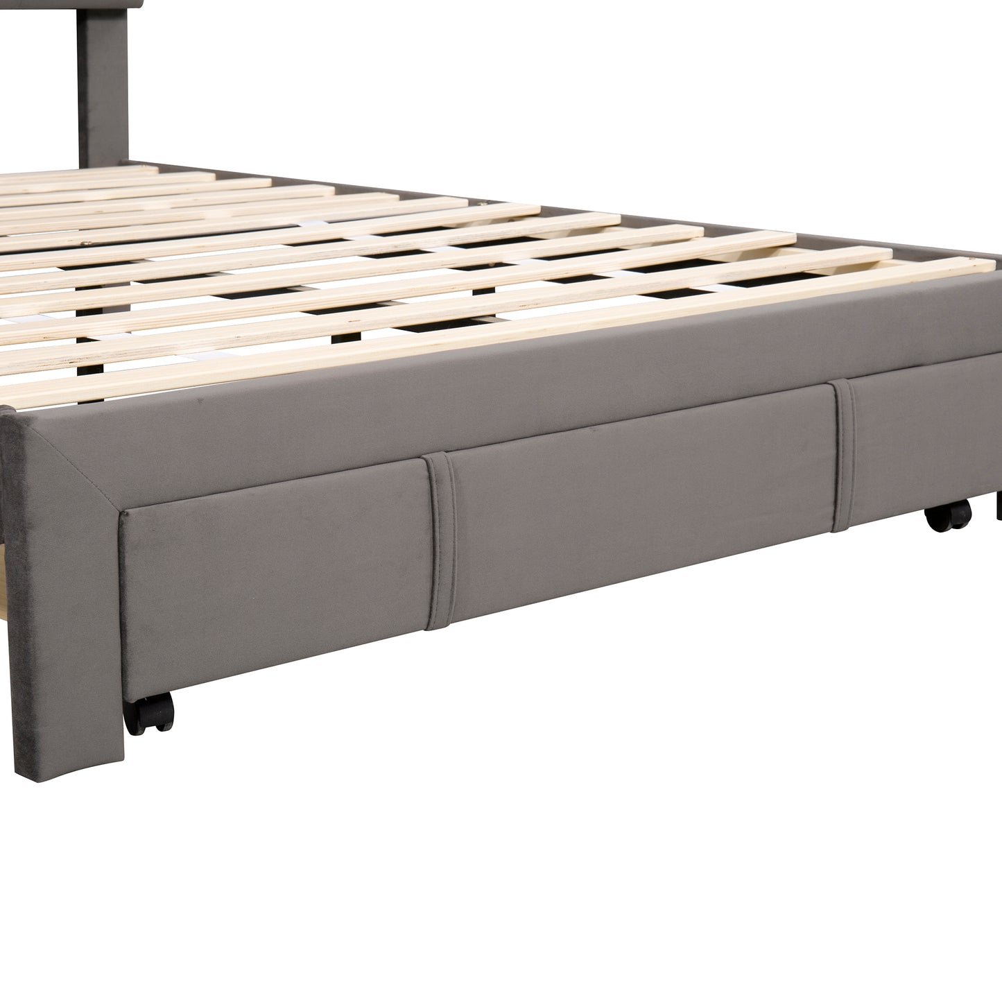 Helena Full Size Velvet Platform Bed Frame - Gray