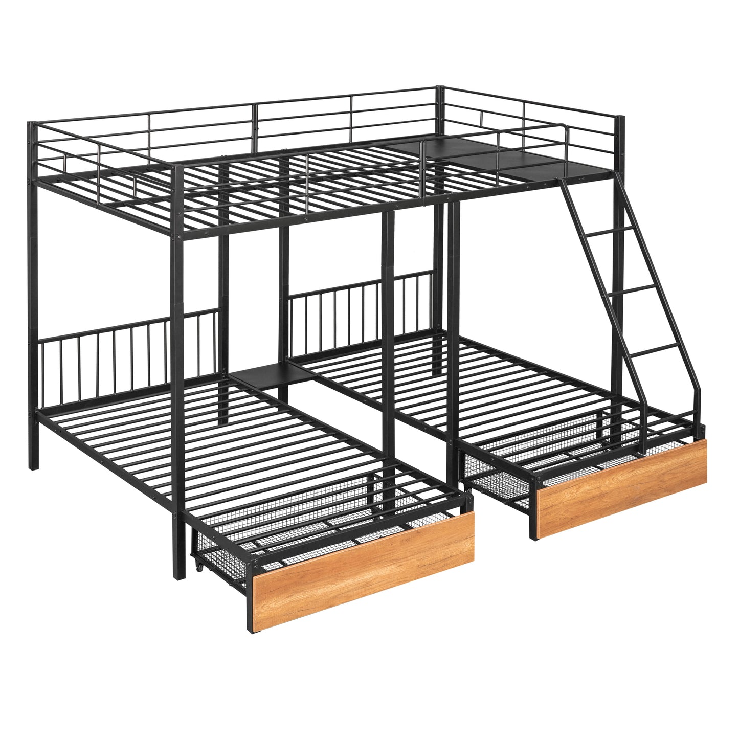 TripleMax Twin Bunk Bed - Sleek Black Design with Drawers and Guardrails