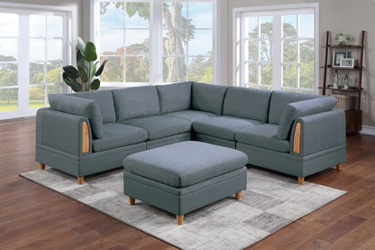Wooden Legs Ottoman - Grey