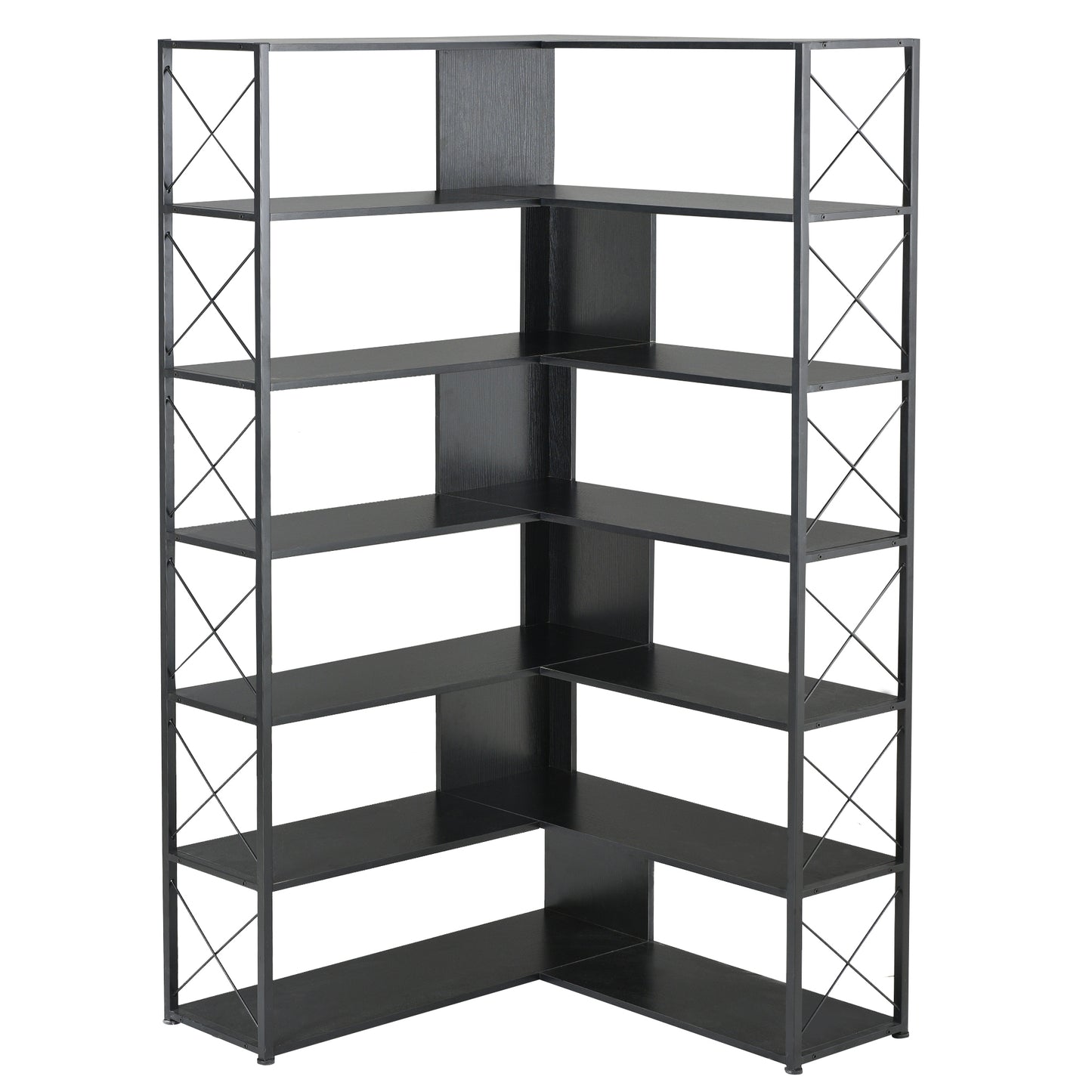 L-Shaped Corner Bookcase - Black