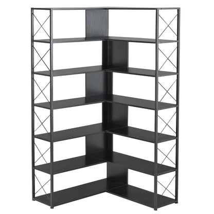 L-Shaped Corner Bookcase - Black
