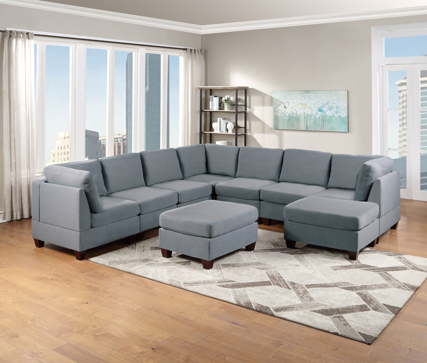 Elegance Grey Linen Ottoman