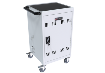 Tech Charge Cart and Cabinet - White