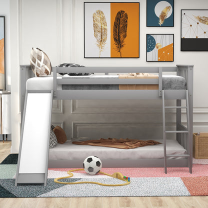 Slide and Climb Twin Bunk Bed, Gray