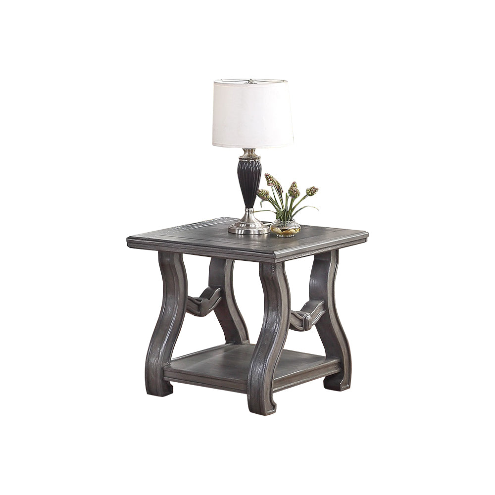 Silver Shimmer Open Shelf End Table