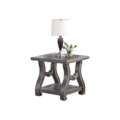 Silver Shimmer Open Shelf End Table