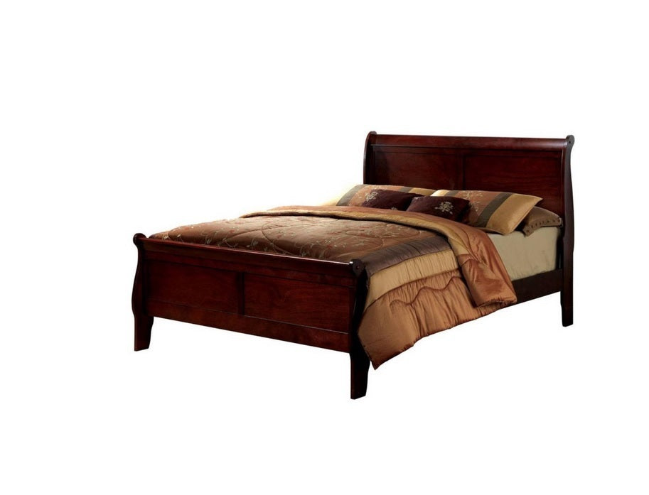 Louis Philippe Solid Wood Eastern King Size Bed - Cherry