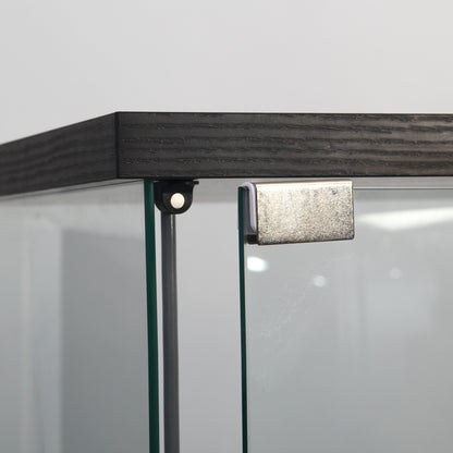Glass Display Cabinet 4 Shelves with Door - Black