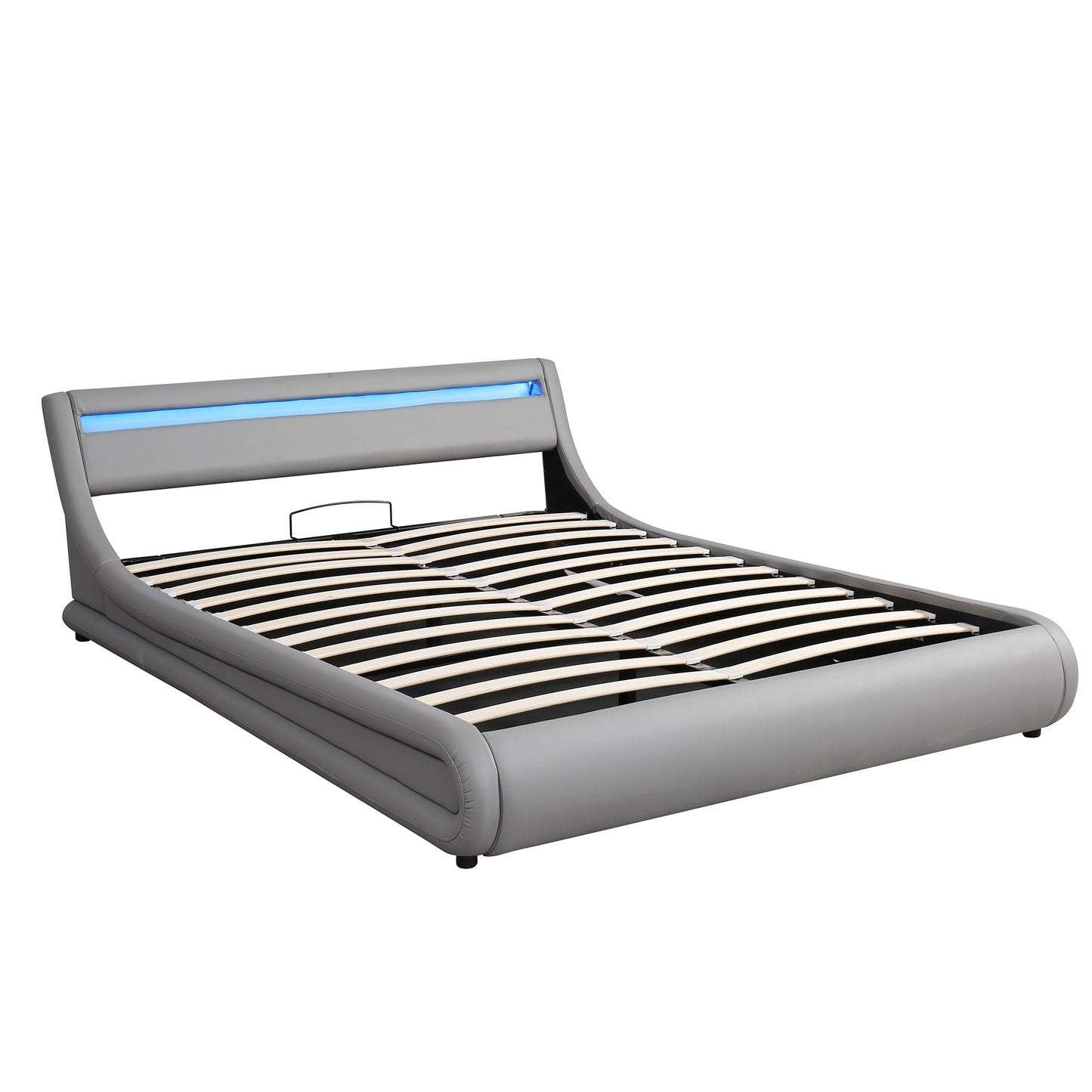 Farah Queen Size Storage Platform Bed w Hydraulic System - Grey
