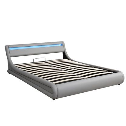 Farah Queen Size Storage Platform Bed w Hydraulic System - Grey