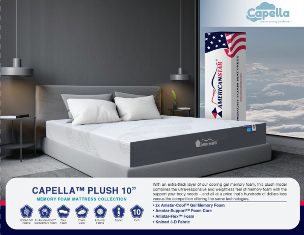 Amstar Cool 10" Aero Gel Memory Foam Mattress - King