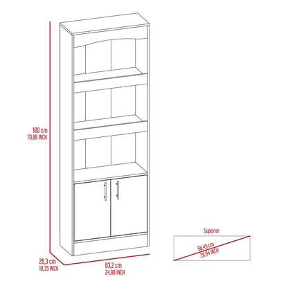 Detroit 2 Piece Office Set, Dozza Bookcase + Aramis Desk - Light Gray