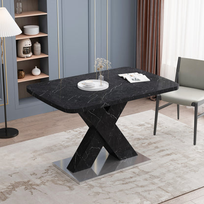 Black Marble X Dining Table