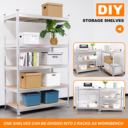 Silver Max Storage 5-Tier Utility Shelves - L