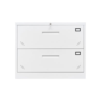 Metal Steel 2 Drawer Lateral Filing Cabinet - White