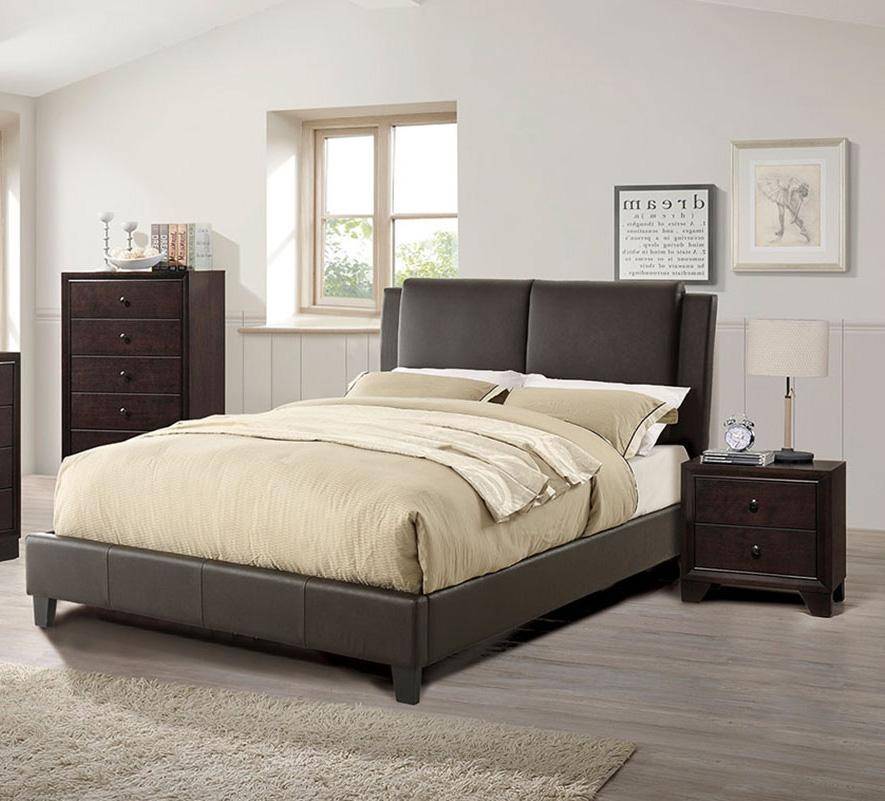 Niki Faux Leather Upholstered Queen Size Bed - Brown
