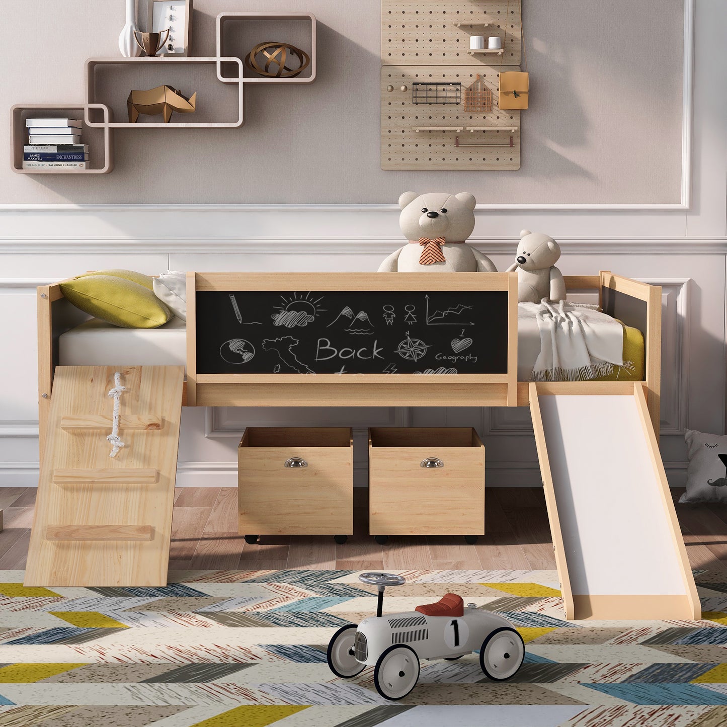 Nature's Haven Twin Loft Bed with Dual Storage