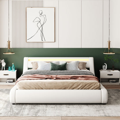 Farah Queen Size Storage Platform Bed w Hydraulic System - White