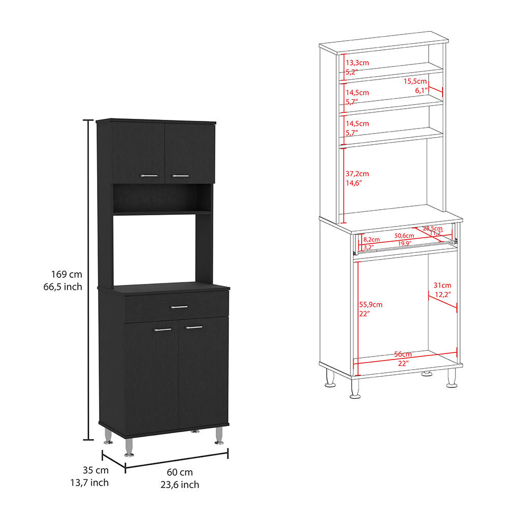 Pure Kitchen Pantry with Countertop - Black