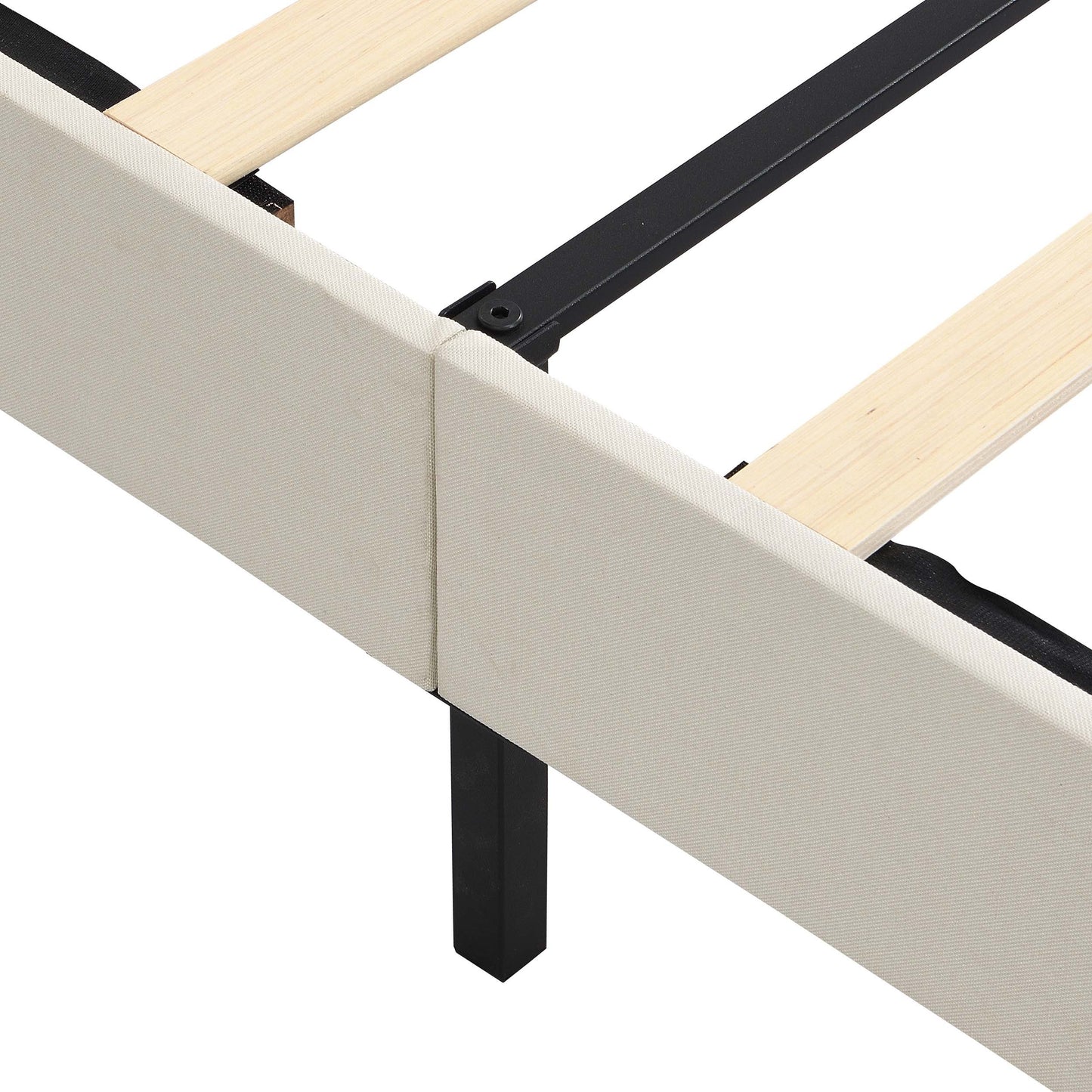 Elegant Queen Size Platform Bed Frame - Beige