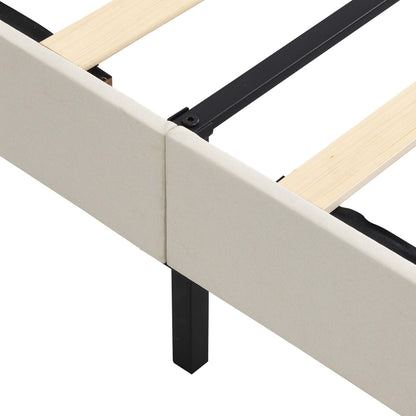 Elegant Queen Size Platform Bed Frame - Beige