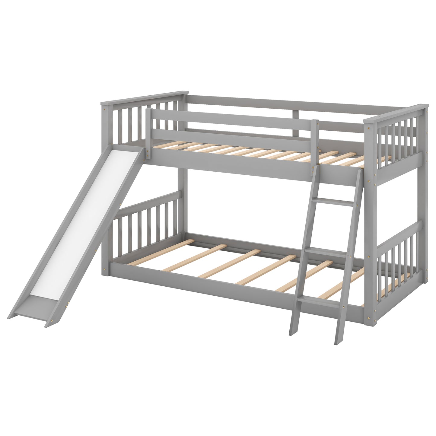 Slide and Climb Twin Bunk Bed, Gray