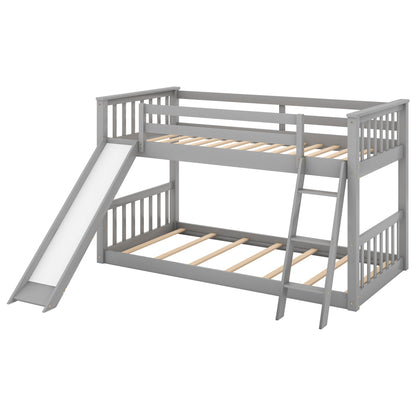 Slide and Climb Twin Bunk Bed, Gray
