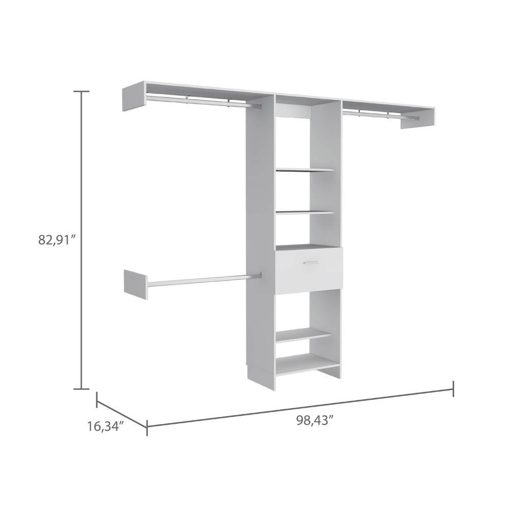 Pure Haven 1-Drawer 4-Shelf Closet System - White