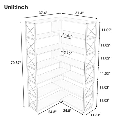 L-Shaped Corner Bookcase - Golden+White