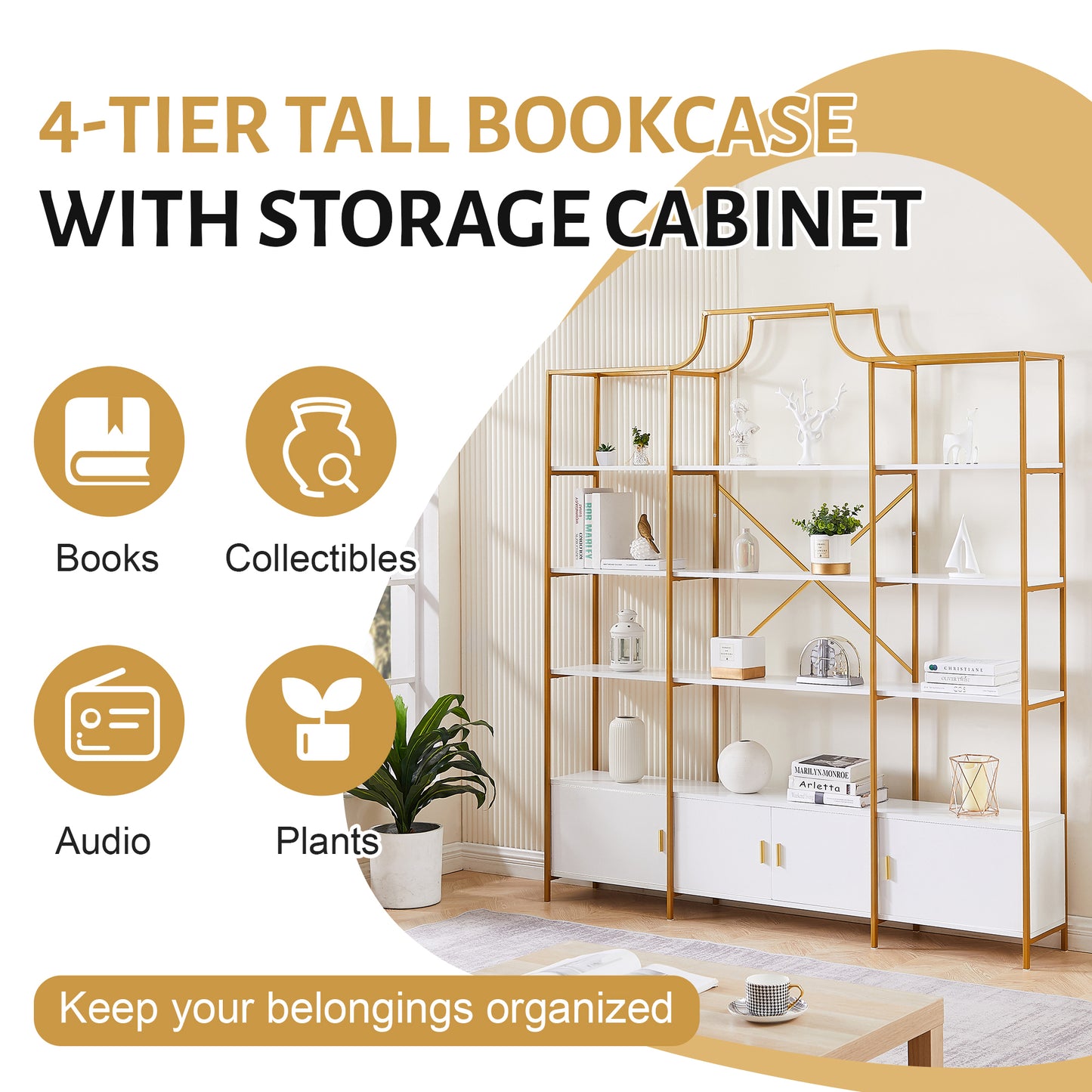 X Bar Gold Frame Bookcase