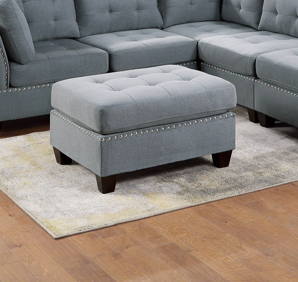 Tufted Fabric Ottoman - Grey