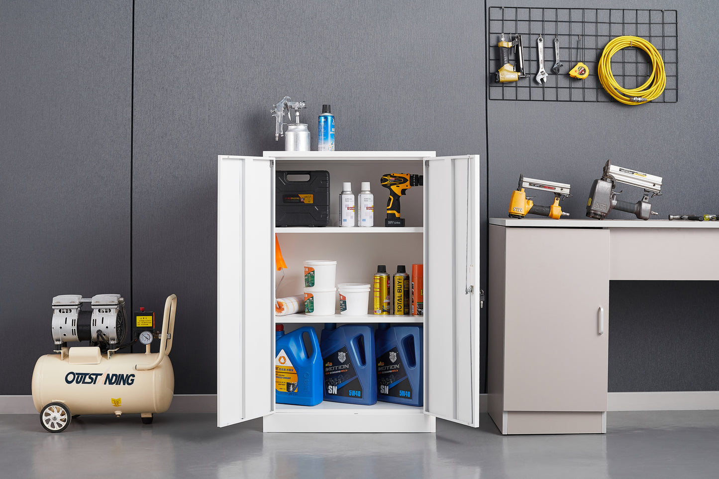Secure Guard Storage Metal Cabinet - White