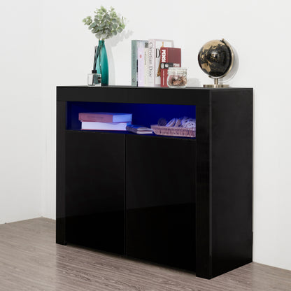 Glossy Glow Sideboard: Modern Storage Cabinet with LED Light