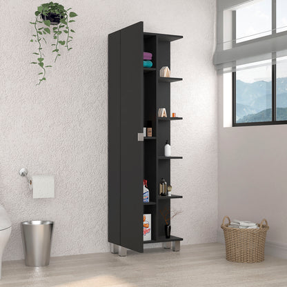 Urano Mirror Linen Cabinet -Black