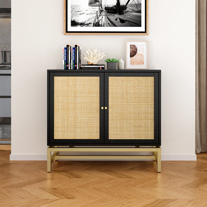 Rattan Black Frame Cabinet