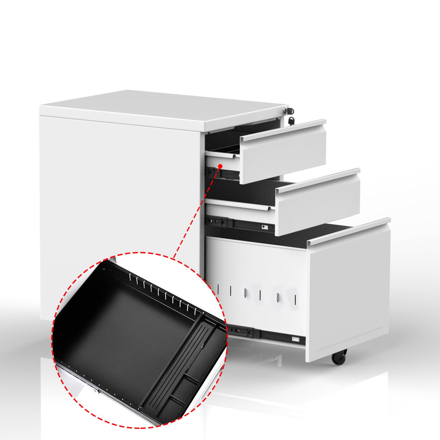 Steel 3 Drawer File Cabinet with Lock