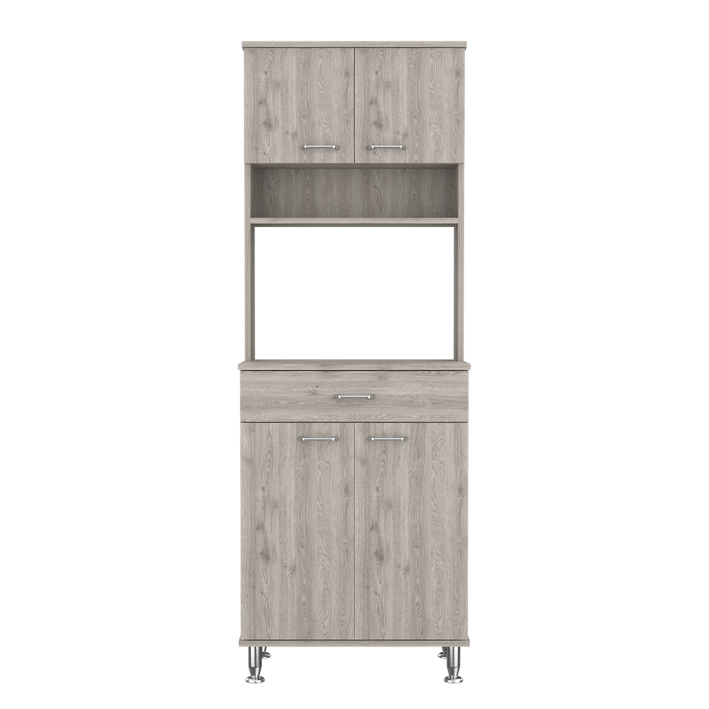 Santa 1-Drawer 1-Shelf Area Pantry with Adjustable Metal Legs - Light Grey