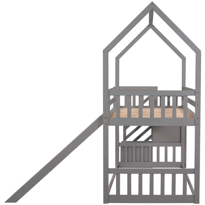 Slide and Store Twin House Bunk Bed