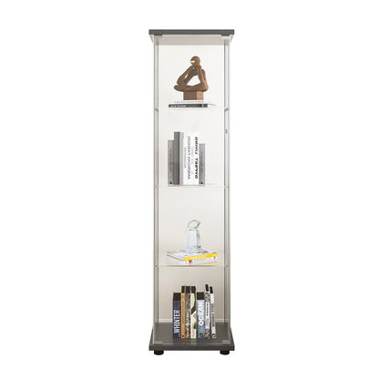 Glass Display Cabinet 4 Shelves with Door - Black